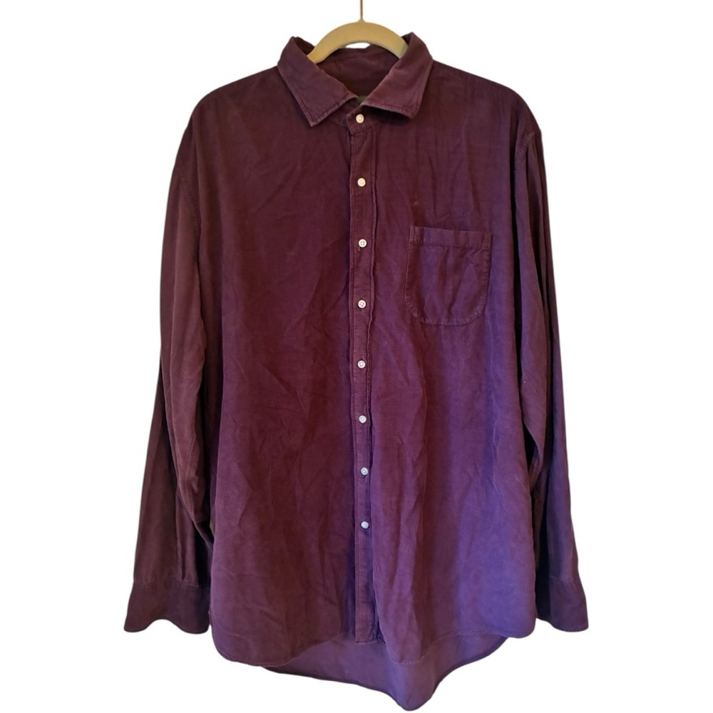 Sid Mashburn - Cotton-Corduroy Button Up Shirt - Purple Size XL - Picture 3 of 8